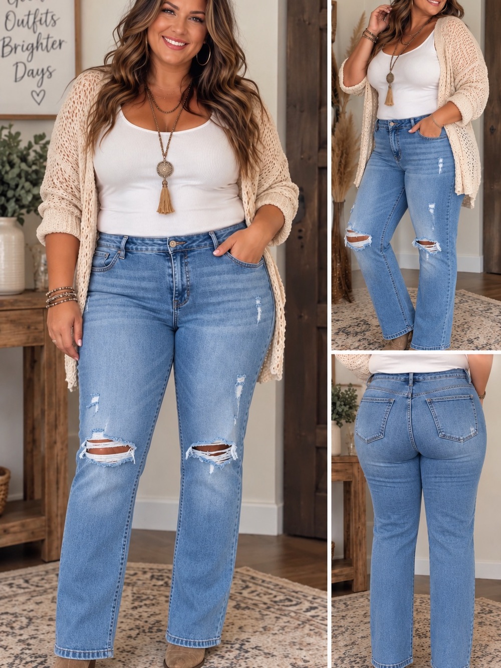 Maurices Light Blue Straight Leg Distressed Jeans